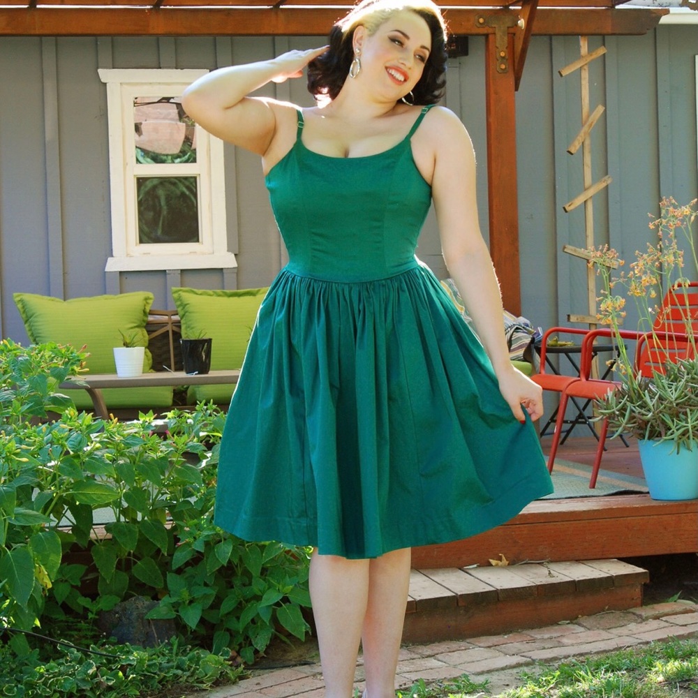Emerald Green Pinup Couture Jenny XL (1X) pinup girl clothing